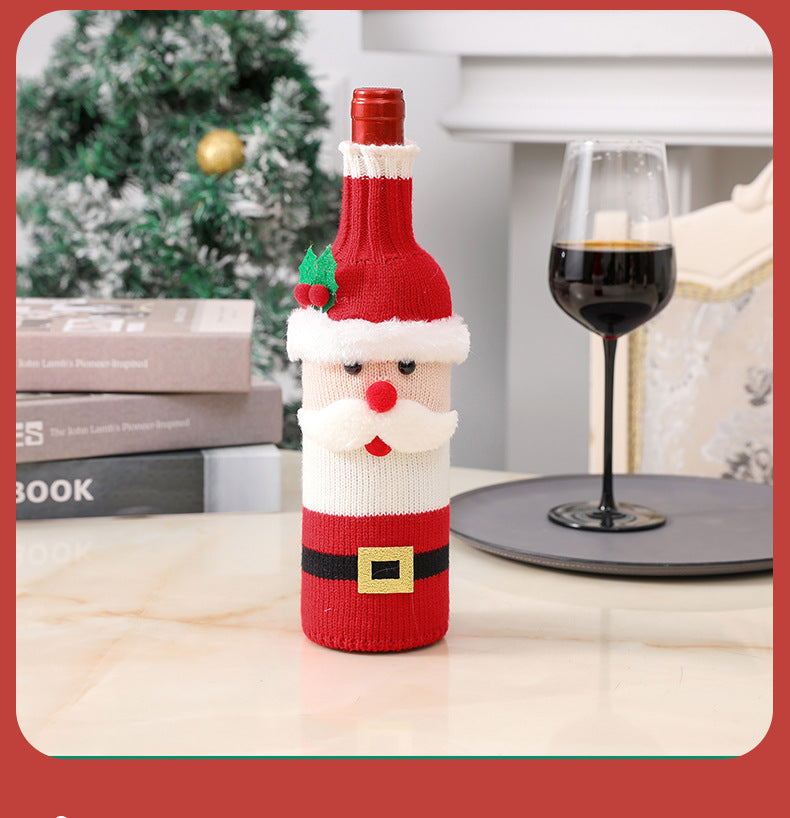 Christmas Decorations Elderly Red Wine Bottle Cover