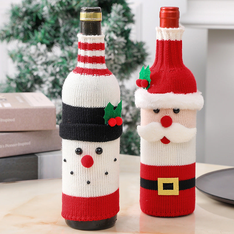 Christmas Decorations Elderly Red Wine Bottle Cover