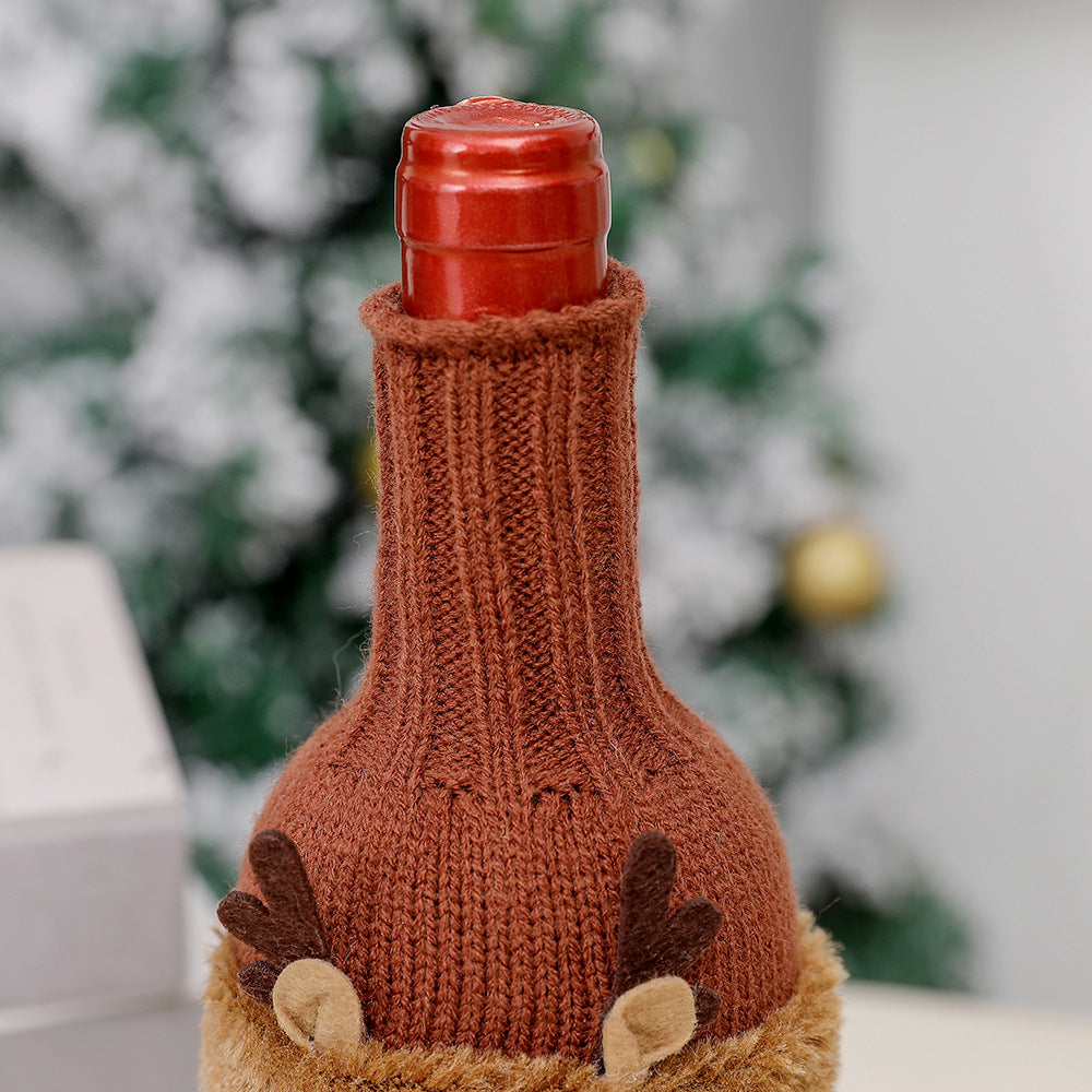 Christmas Decorations Elderly Red Wine Bottle Cover