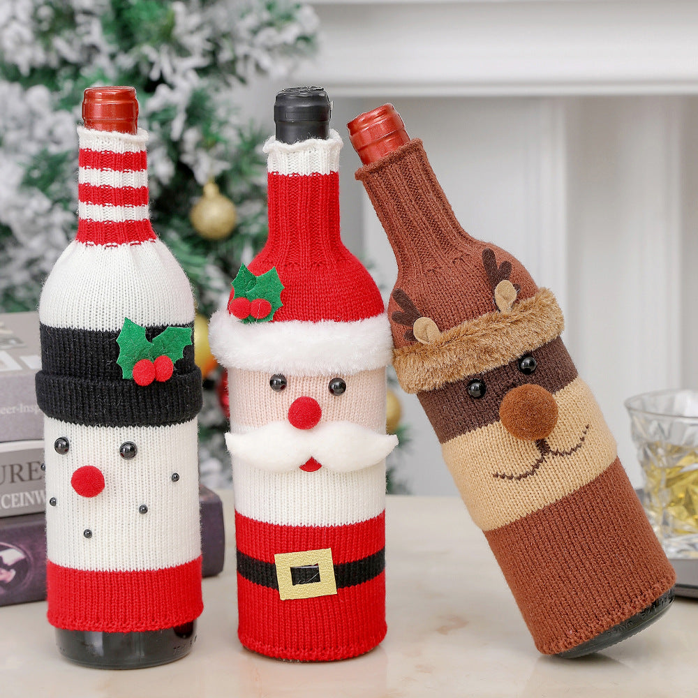 Christmas Decorations Elderly Red Wine Bottle Cover