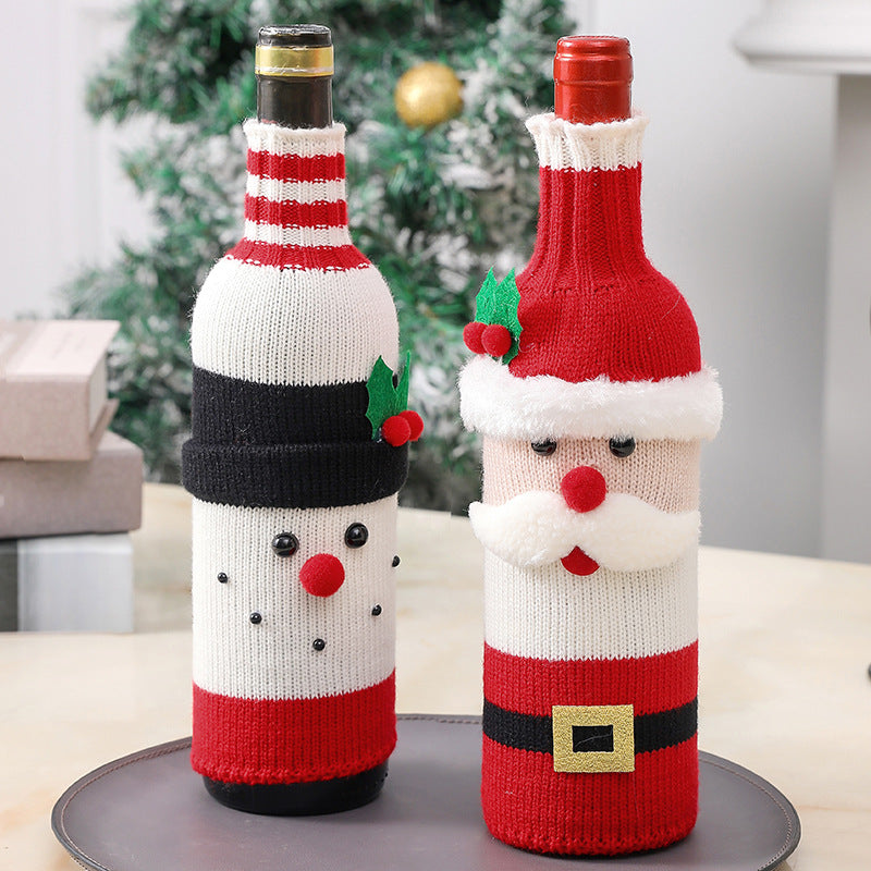 Christmas Decorations Elderly Red Wine Bottle Cover
