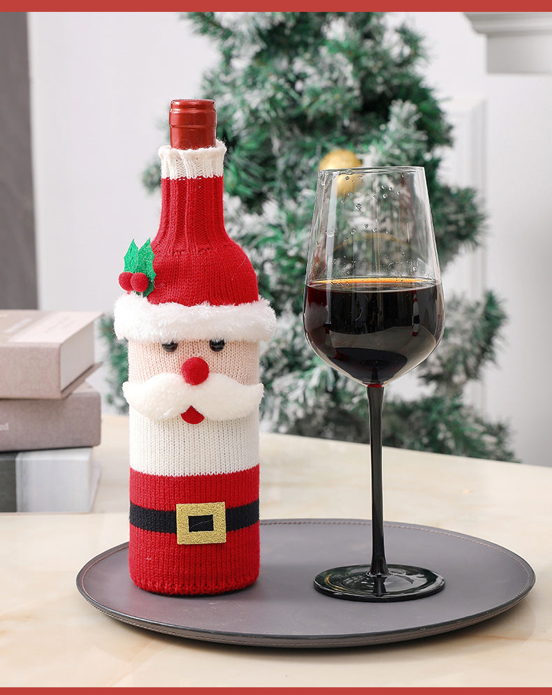 Christmas Decorations Elderly Red Wine Bottle Cover