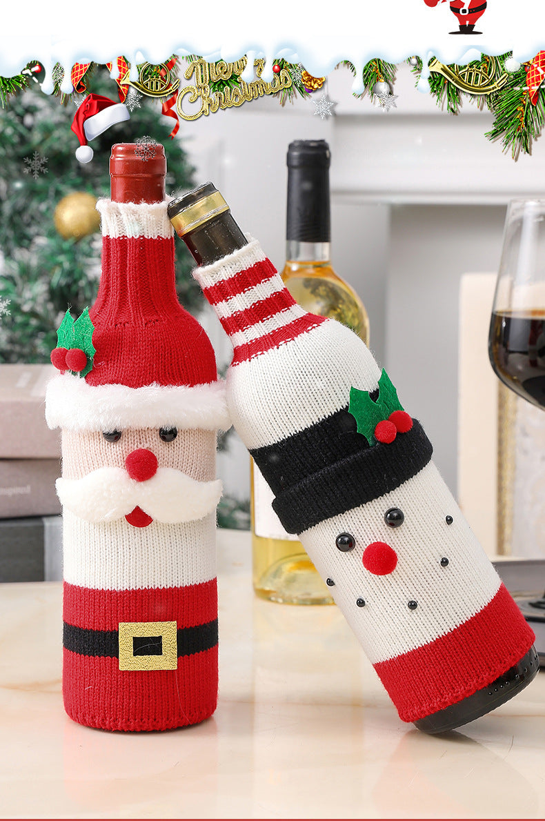 Christmas Decorations Elderly Red Wine Bottle Cover