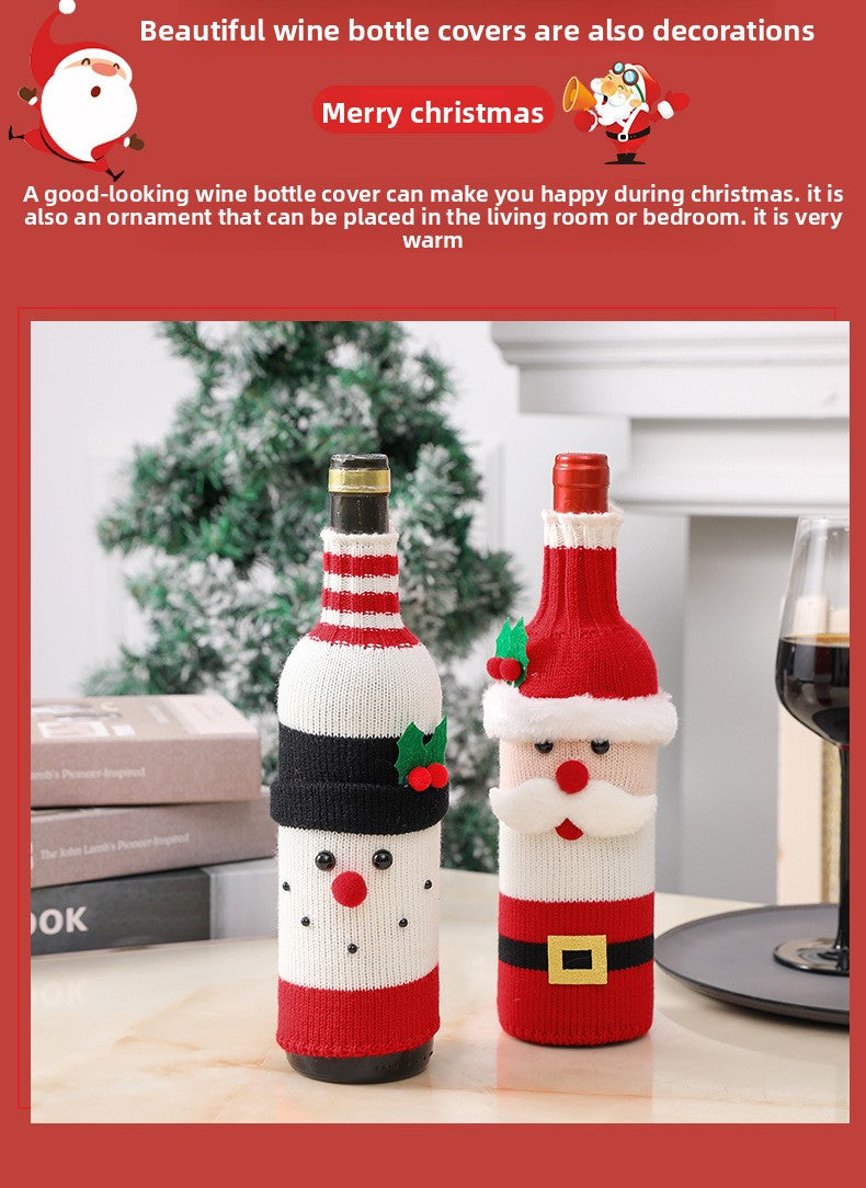 Christmas Decorations Elderly Red Wine Bottle Cover