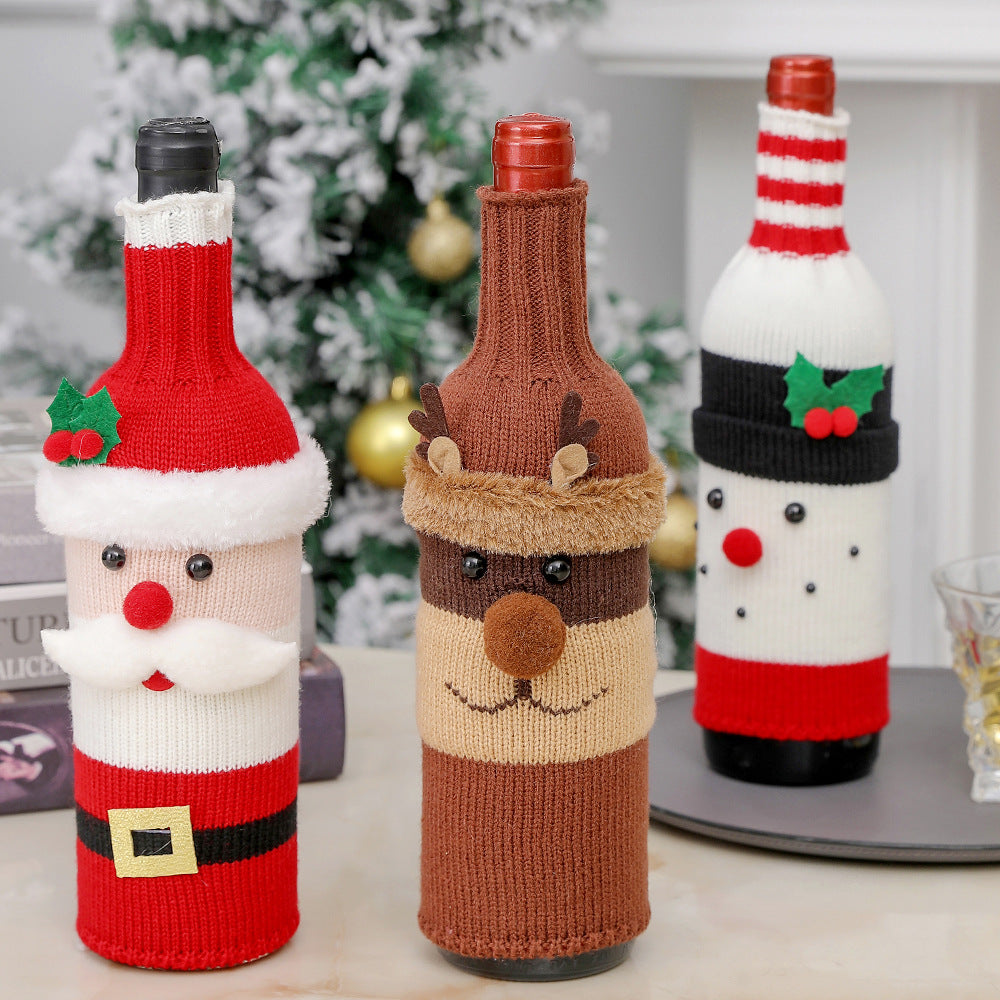 Christmas Decorations Elderly Red Wine Bottle Cover