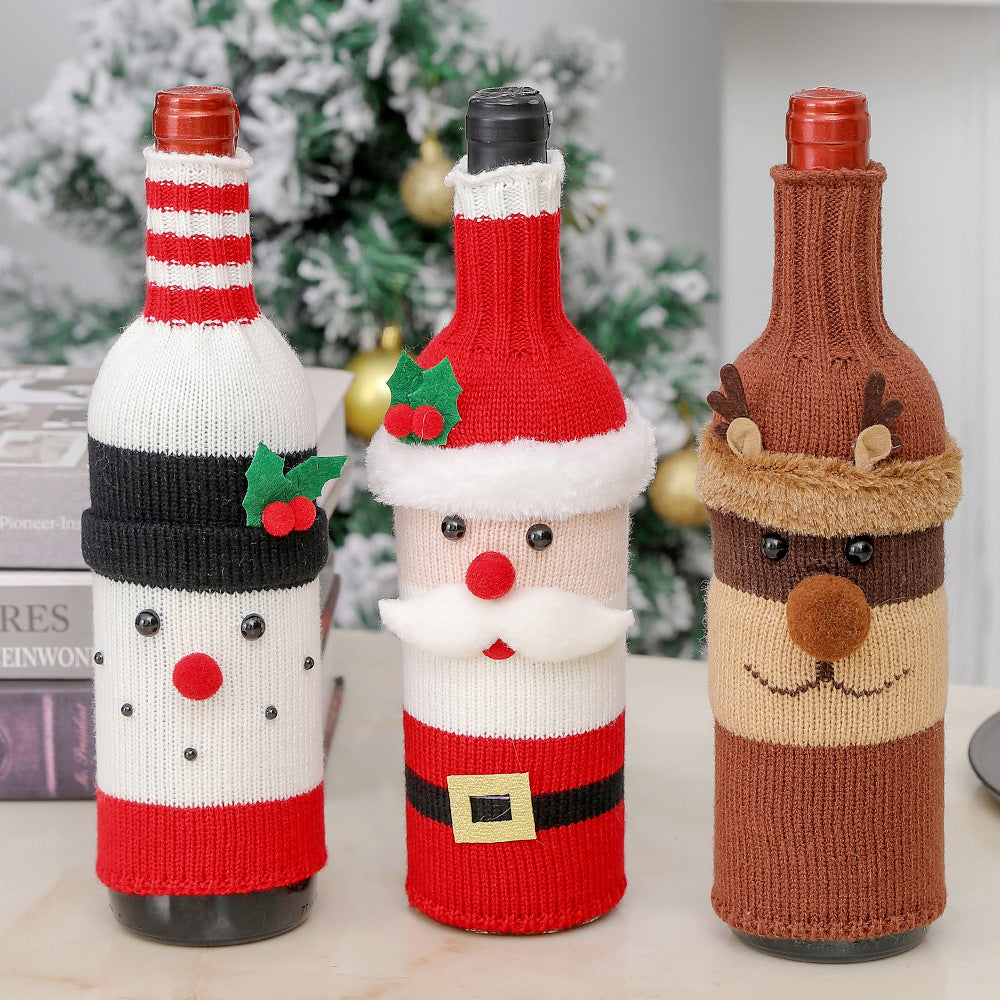 Christmas Decorations Elderly Red Wine Bottle Cover