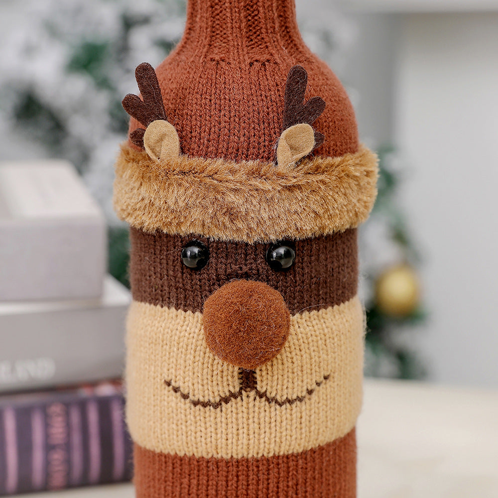 Christmas Decorations Elderly Red Wine Bottle Cover