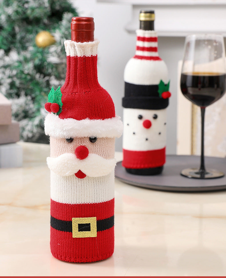 Christmas Decorations Elderly Red Wine Bottle Cover