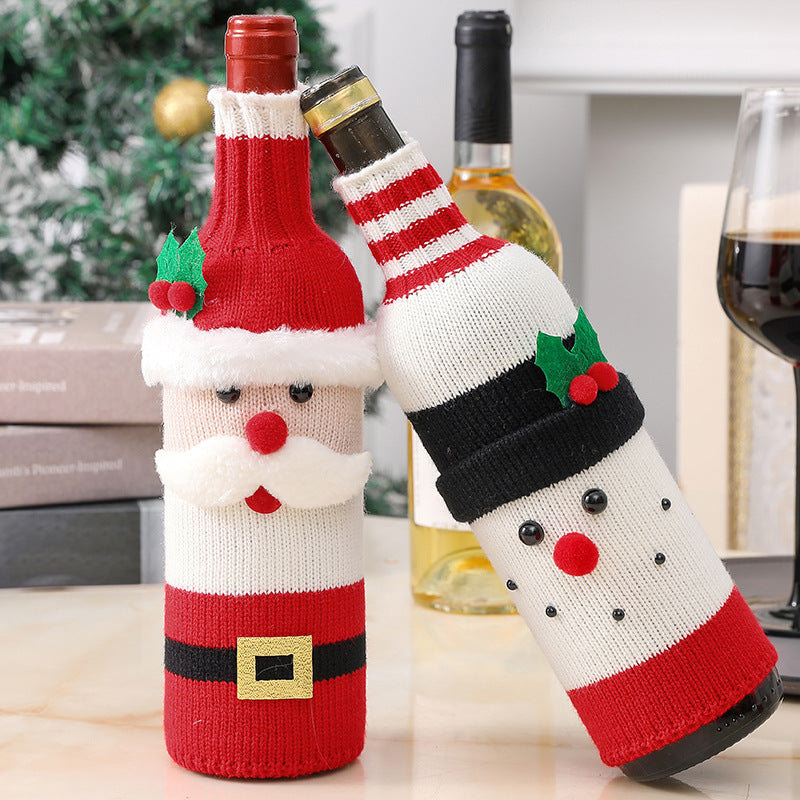 Christmas Decorations Elderly Red Wine Bottle Cover