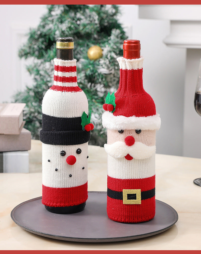 Christmas Decorations Elderly Red Wine Bottle Cover