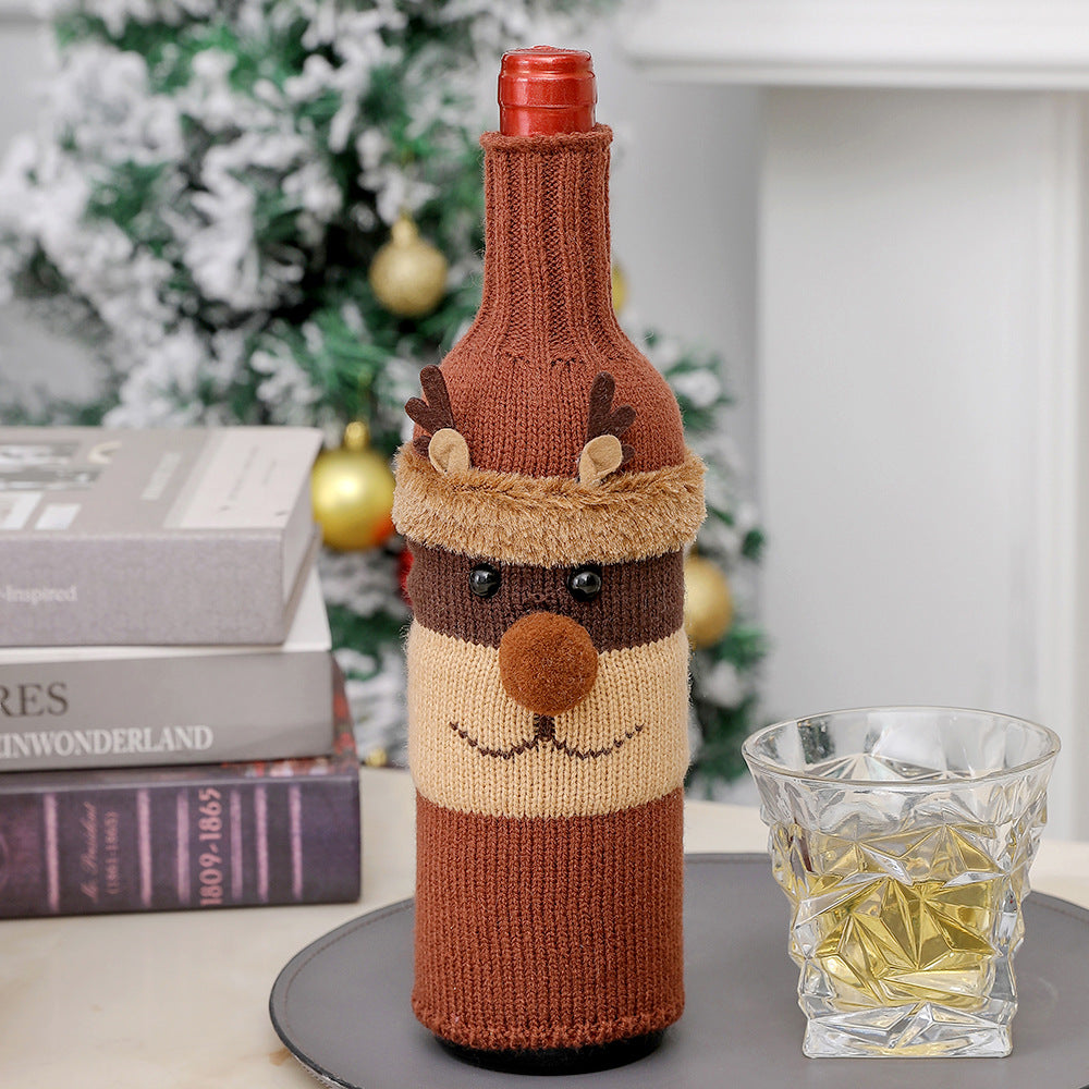 Christmas Decorations Elderly Red Wine Bottle Cover