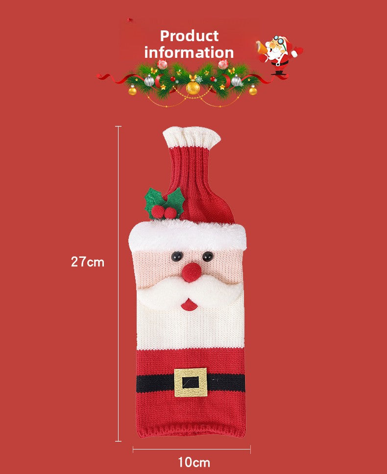 Christmas Decorations Elderly Red Wine Bottle Cover